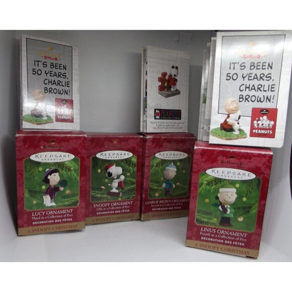 Hallmark Ornament Set (lot of 5) Keepsake Peanuts 50th Anniv A Snoopy Christmas - Picture 9 of 13